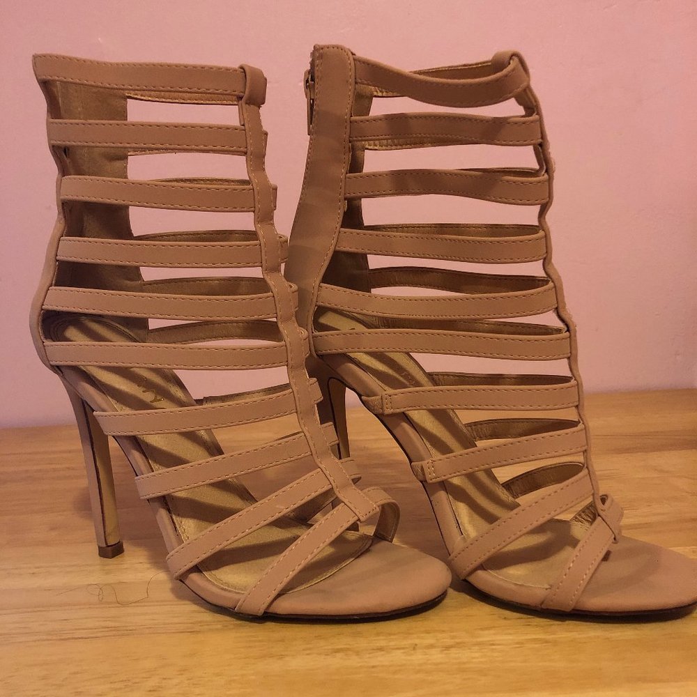 nude cage sandals high heel